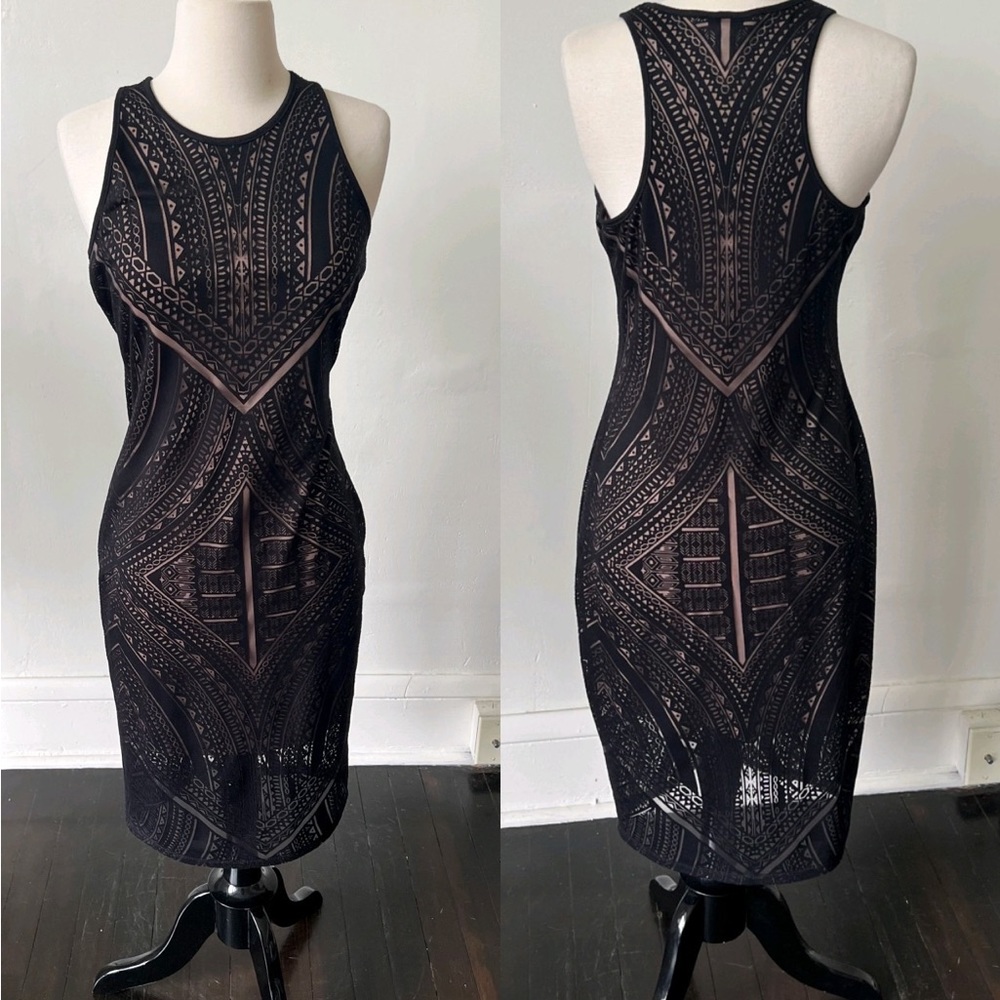 Black lace Bodycon midi dress